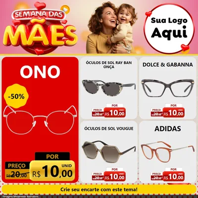 Modelo de Rede Social para Feed Facebook com o tema Semana das Mães para Óticas