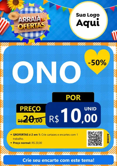 Modelo de Cartaz para Cartaz A4 Vertical com o tema Arraiá de Ofertas para Óticas