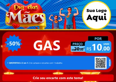 Modelo de Cartaz para Cartaz A4 Horizontal com o tema Dia das Mães para Água e gás