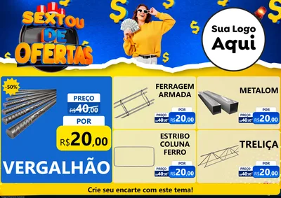Modelo de Encarte para Encarte A4 Horizontal com o tema Sextou de Ofertas para Ferragens