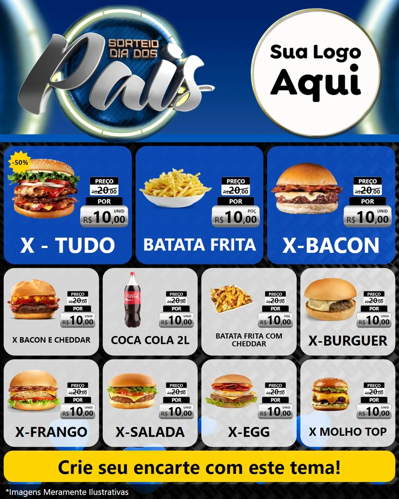 Modelo de Rede Social para Feed Instagram com o tema Sorteio Dia Dos Pais para Hamburgueria