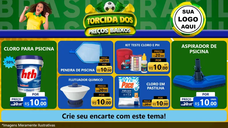 Modelo de TV para TV Horizontal com o tema Torcida dos Preços Baixos para Produtos para Piscina