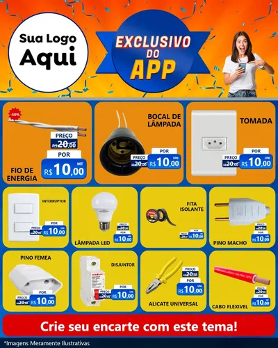 Modelo de Rede Social para Feed Instagram com o tema Exclusivo do Aplicativo para Materiais Elétricos