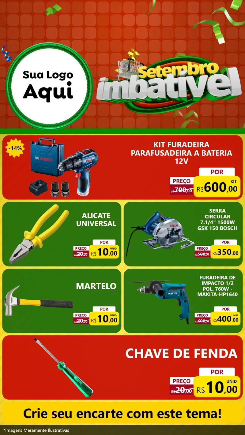 Modelo de TV para TV Vertical com o tema Setembro Imbatível para Maquinas e Ferramentas
