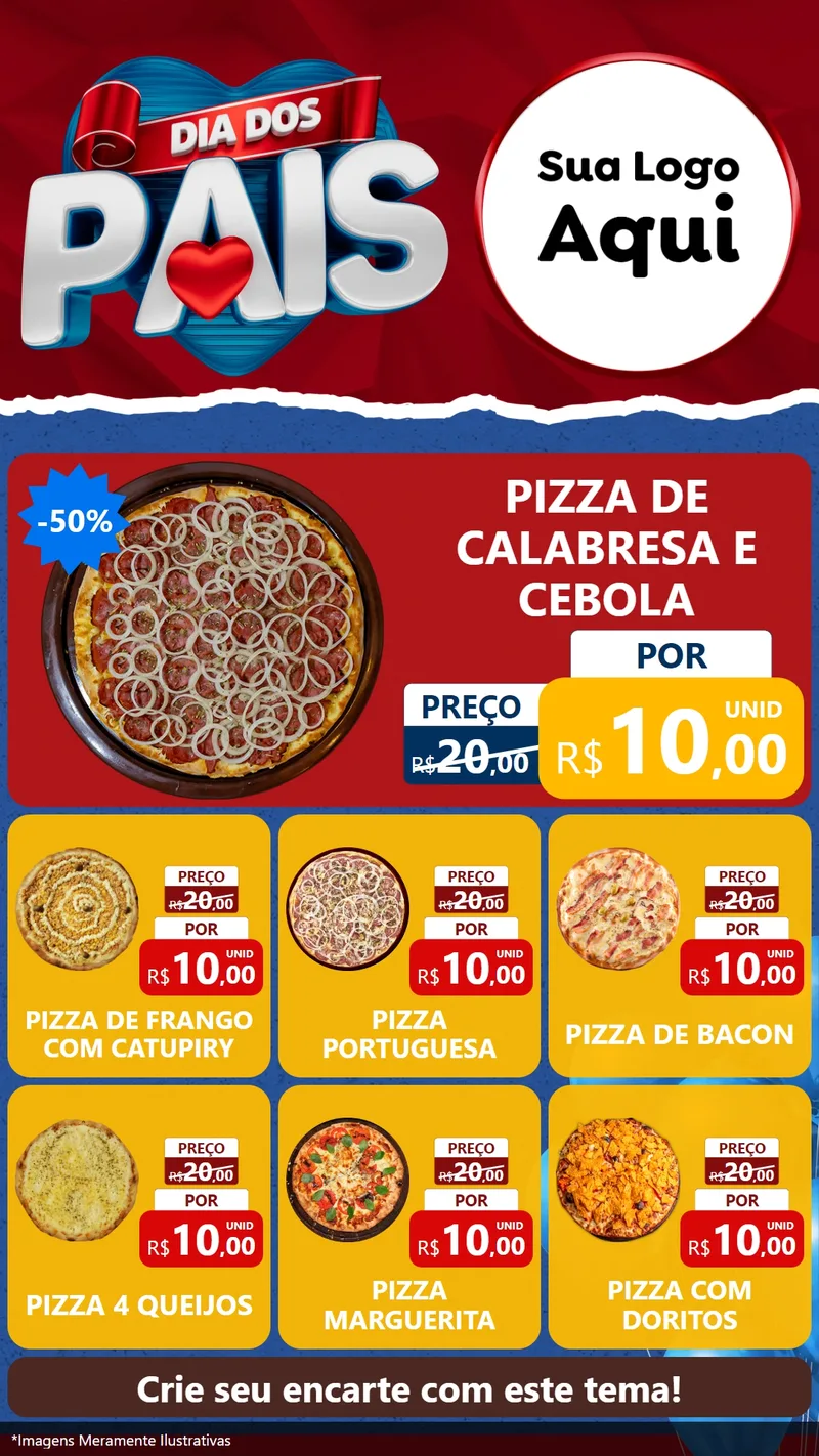 Modelo de Rede Social para Stories com o tema Dia dos Pais para Pizzaria