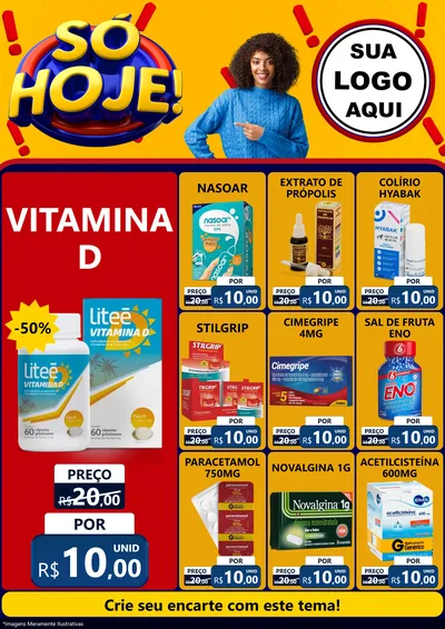 Modelo de Encarte para Encarte A4 Vertical com o tema Só Hoje! para Farmácia