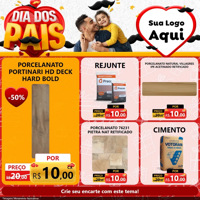 Modelo de Rede Social para Feed Facebook com o tema Dia dos Pais para Pisos e revestimentos