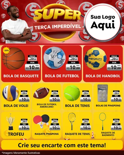 Modelo de Rede Social para Feed Instagram com o tema Super Terça Imperdível para Artigos Esportivos