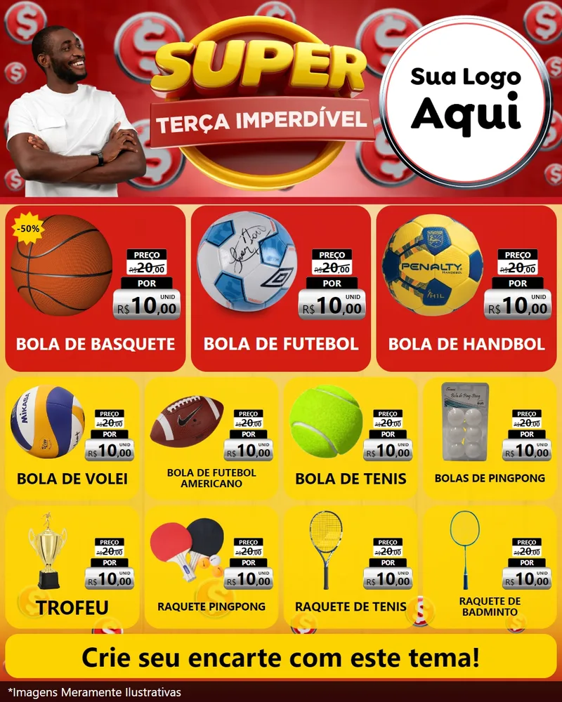 Modelo de Rede Social para Feed Instagram com o tema Super Terça Imperdível para Artigos Esportivos