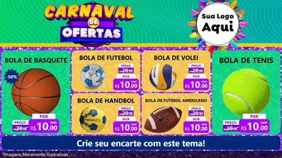 Modelo de TV para TV Horizontal com o tema Carnaval de Ofertas para Artigos Esportivos