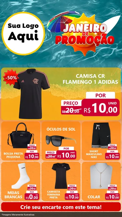 Modelo de Rede Social para Stories com o tema Janeiro de Promoção para Roupas e acessórios
