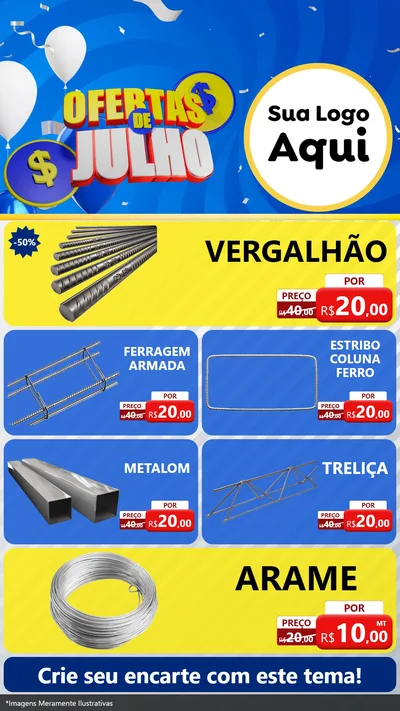 Modelo de TV para TV Vertical com o tema Ofertas de Julho para Ferragens