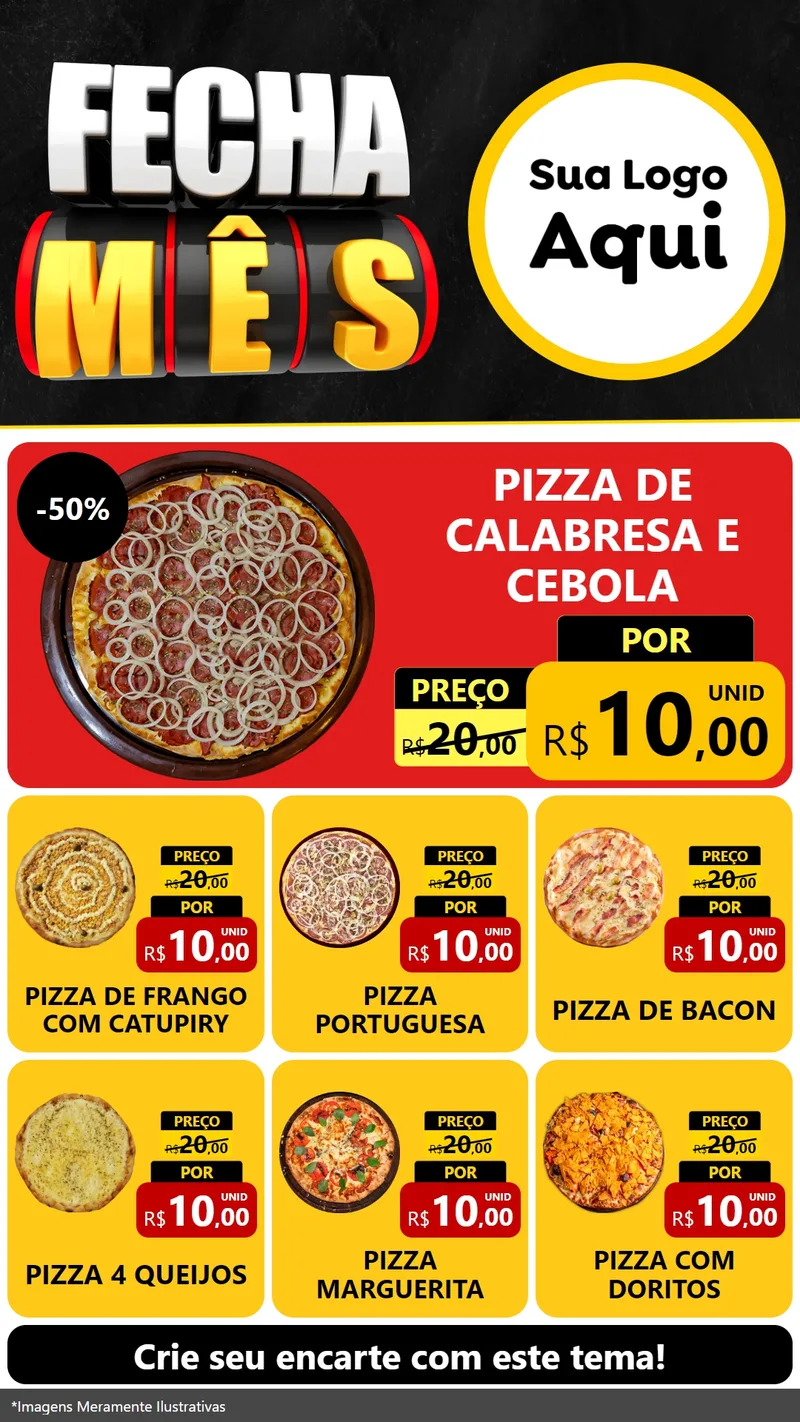 Modelo de Rede Social para Stories com o tema Fecha Mês para Pizzaria