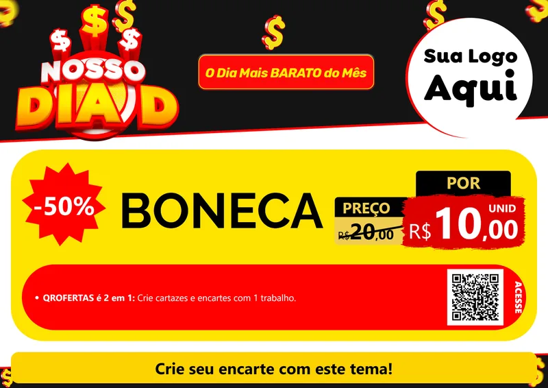 Modelo de Cartaz para Cartaz A4 Horizontal com o tema Nosso Dia D para Brinquedos