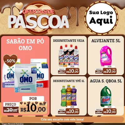 Modelo de Rede Social para Feed Facebook com o tema Ofertas de Páscoa para Produtos de Limpeza