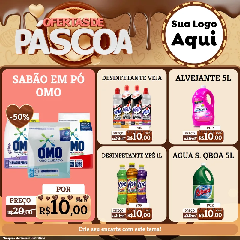 Modelo de Rede Social para Feed Facebook com o tema Ofertas de Páscoa para Produtos de Limpeza