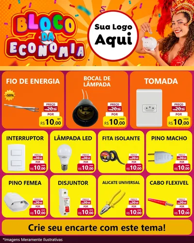 Modelo de Rede Social para Feed Instagram com o tema Bloco da Economia para Materiais Elétricos