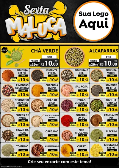 Modelo de Encarte para Encarte A4 Vertical com o tema Sexta Maluca para Produtos Naturais