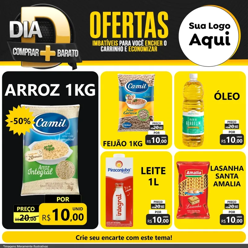 Modelo de Rede Social para Feed Facebook com o tema Dia D Mais Economia para Supermercado