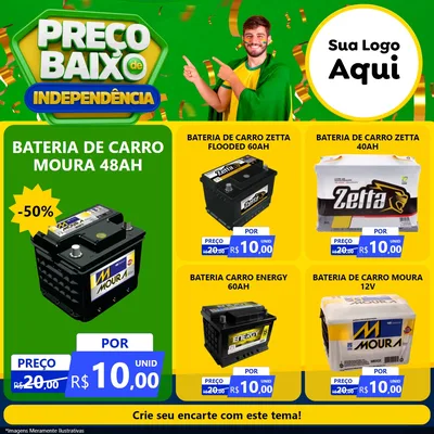Modelo de Rede Social para Feed Facebook com o tema Preço Baixo de Independência para Baterias Elétricas