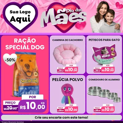 Modelo de Rede Social para Feed Facebook com o tema Dia das Mães para Pet Shop