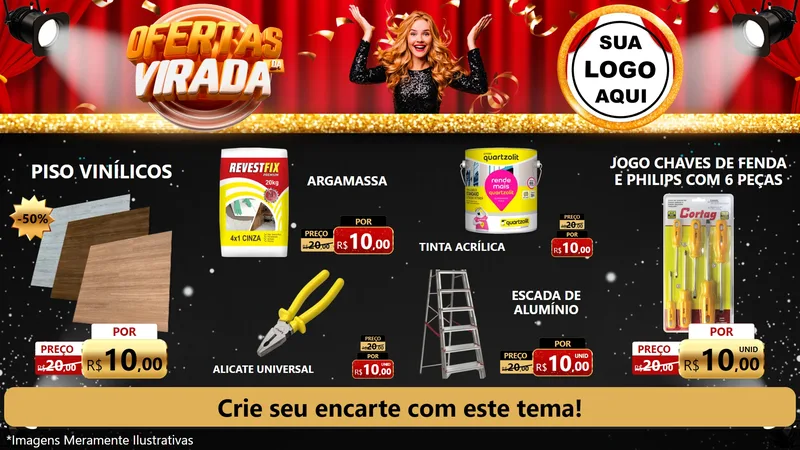 Modelo de TV para TV Horizontal com o tema Ofertas da Virada para Material para Construção