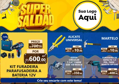 Modelo de Encarte para Encarte A4 Horizontal com o tema Super Saldão para Maquinas e Ferramentas