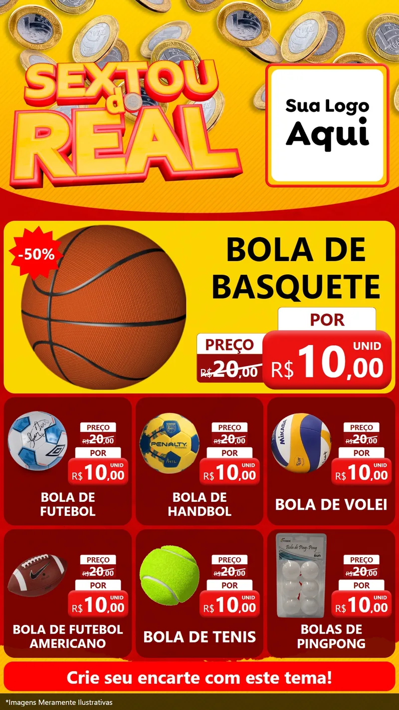 Modelo de Rede Social para Stories com o tema Sextou do Real para Artigos Esportivos