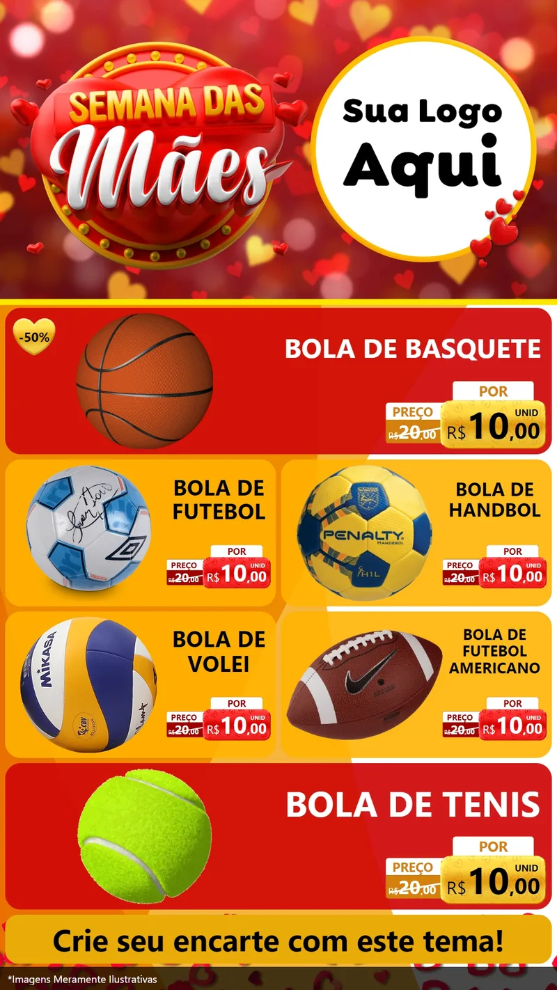 Modelo de TV para TV Vertical com o tema Semana das Mães para Artigos Esportivos