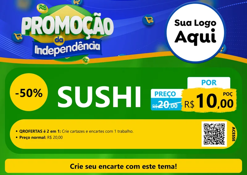 Modelo de Cartaz para Cartaz A4 Horizontal com o tema Promoção da Independência para Comida japonesa