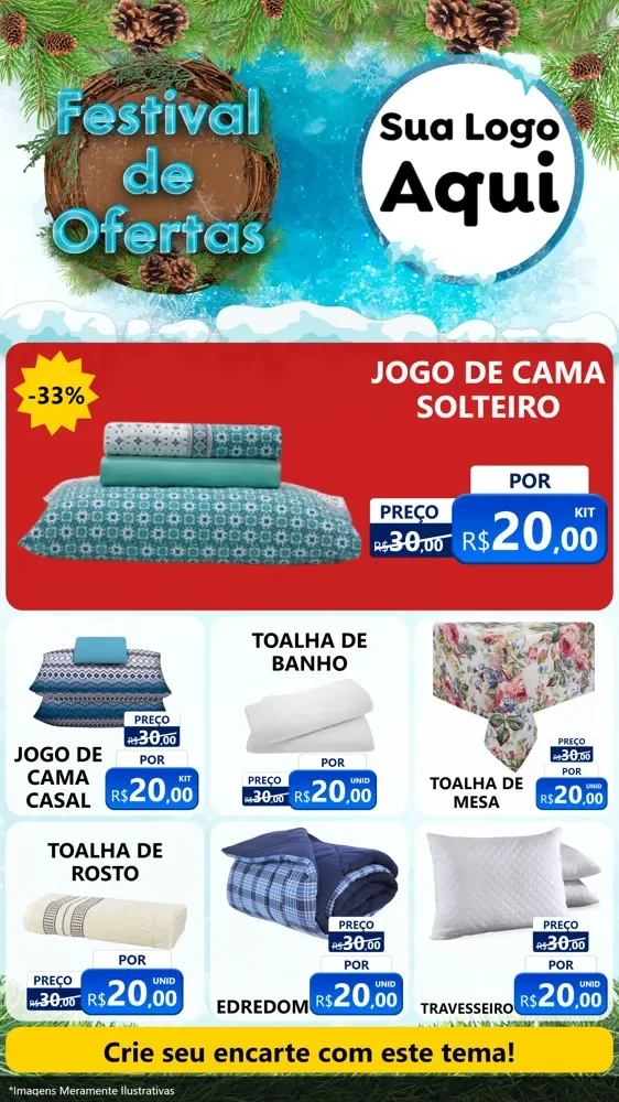 Modelo de Rede Social para Stories com o tema Festival de Ofertas - Inverno para Cama, Mesa e Banho
