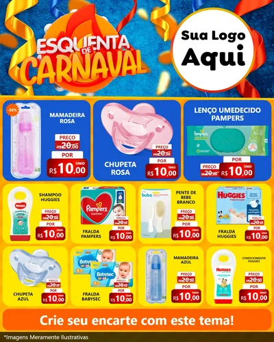 Modelo de Rede Social para Feed Instagram com o tema Esquenta de Carnaval para Bebês