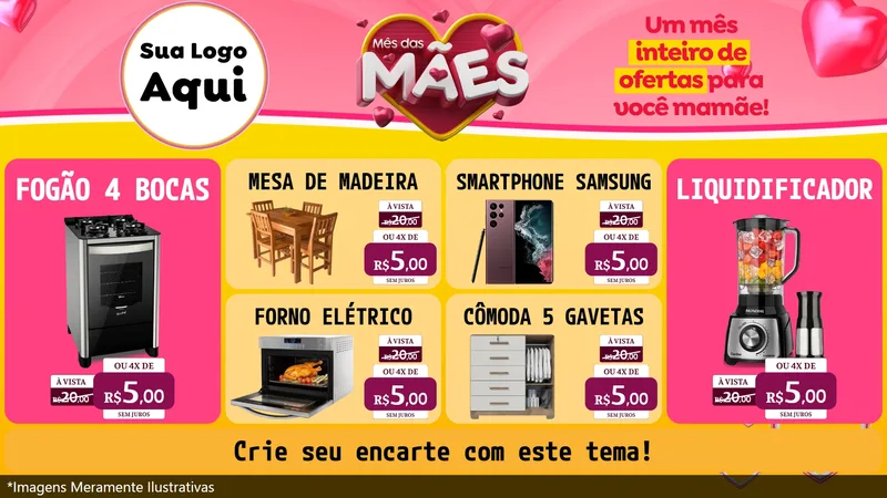 Modelo de TV para TV Horizontal com o tema Mês das Mães para Móveis e Eletro