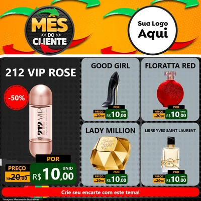Modelo de Rede Social para Feed Facebook com o tema Mês do Cliente para Perfumes