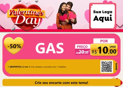Modelo de Cartaz para Cartaz A4 Horizontal com o tema Valentine's Day para Água e gás