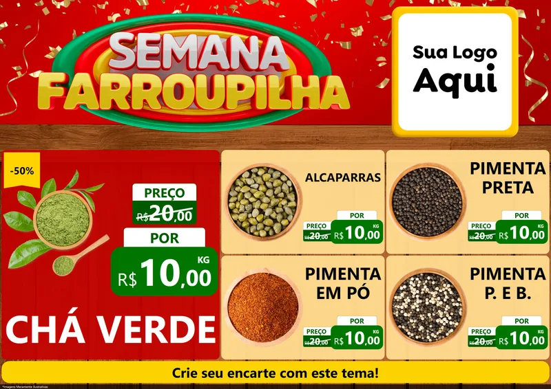 Modelo de Encarte para Encarte A4 Horizontal com o tema Semana Farroupilha para Produtos Naturais