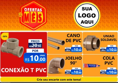 Modelo de Encarte para Encarte A4 Horizontal com o tema Ofertas do Mês para Tubos e conexões