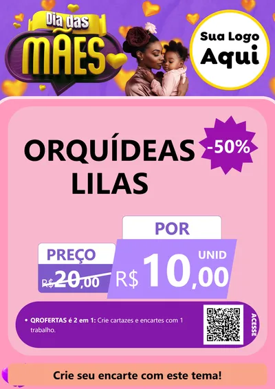 Modelo de Cartaz para Cartaz A4 Vertical com o tema Dia das Mães para Floricultura e jardim