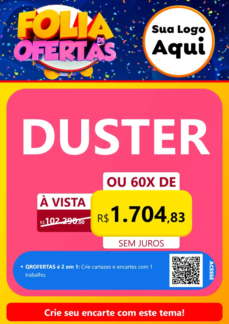Modelo de Cartaz para Cartaz A4 Vertical com o tema Folia de Ofertas para Concessionaria de Carros