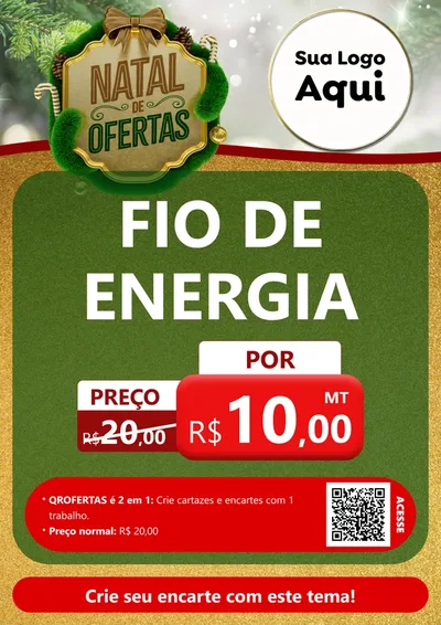 Modelo de Cartaz para Cartaz A4 Vertical com o tema Ofertas de Natal para Materiais Elétricos