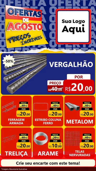 Modelo de Rede Social para Stories com o tema Ofertas de Agosto - Preços Incríveis para Ferragens