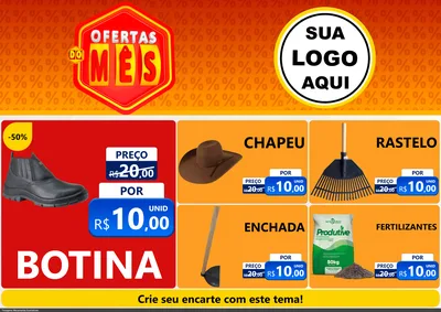 Modelo de Encarte para Encarte A4 Horizontal com o tema Ofertas do Mês para Agropecuária