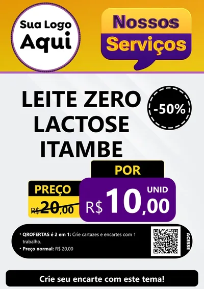 Modelo de Cartaz para Cartaz A4 Vertical com o tema Nossos Serviços para Frios e Laticínios
