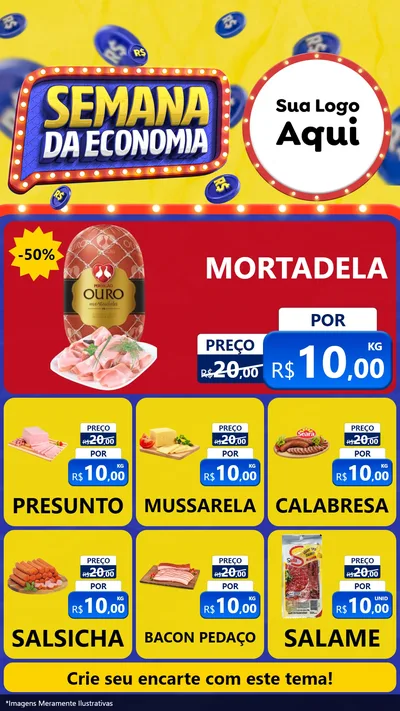 Modelo de Rede Social para Stories com o tema Semana da Economia para Frios e Laticínios