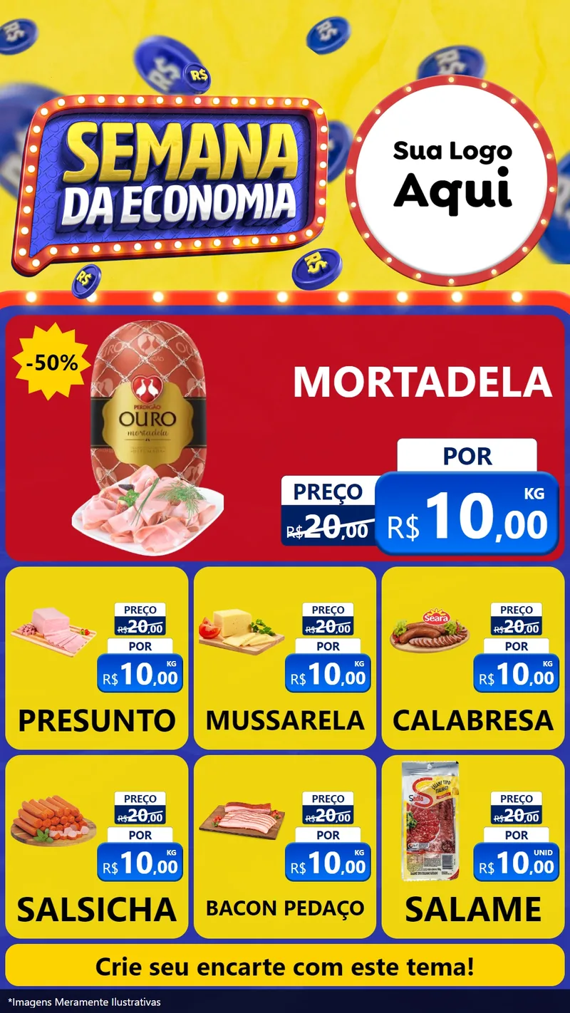 Modelo de Rede Social para Stories com o tema Semana da Economia para Frios e Laticínios