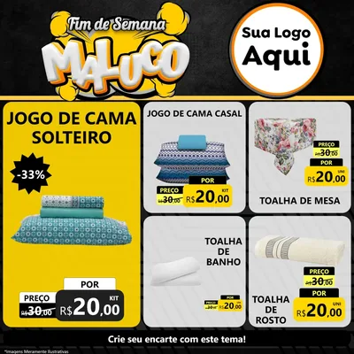 Modelo de Rede Social para Feed Facebook com o tema Fim de Semana Maluco para Cama, Mesa e Banho