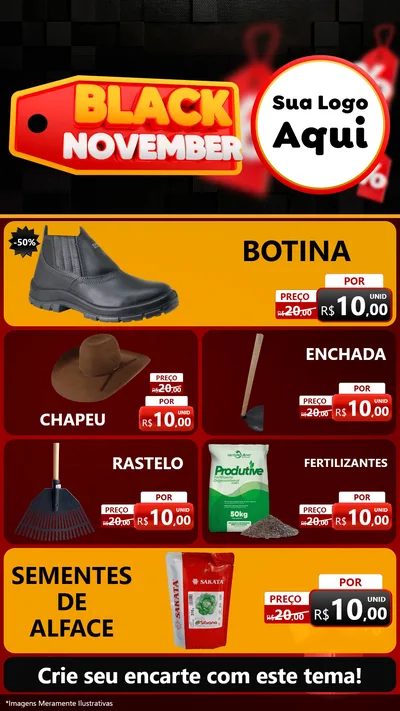 Modelo de TV para TV Vertical com o tema Black November para Agropecuária