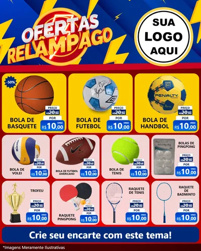 Modelo de Rede Social para Feed Instagram com o tema Ofertas Relâmpago para Artigos Esportivos