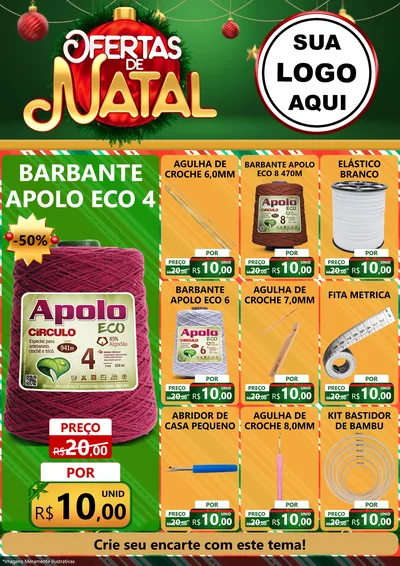 Modelo de Encarte para Encarte A4 Vertical com o tema Ofertas de Natal para Armarinho e Aviamentos