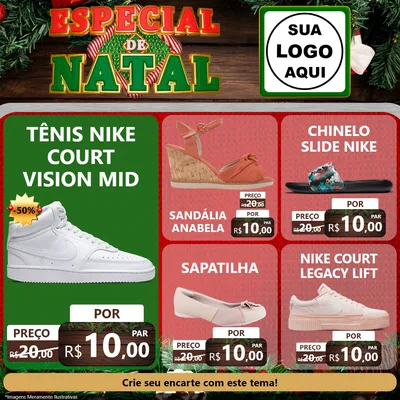 Modelo de Rede Social para Feed Facebook com o tema Especial de Natal para Calçados